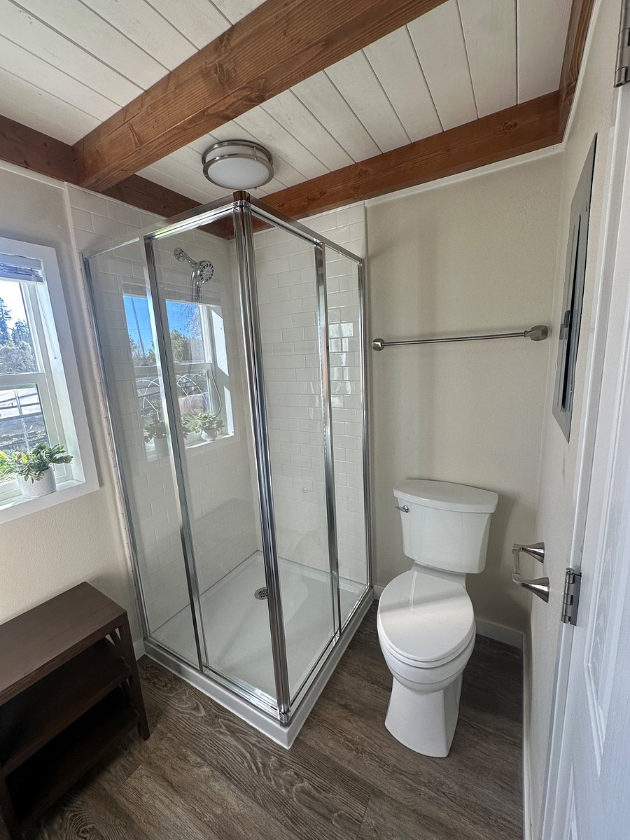 Newly installed shower and toilet