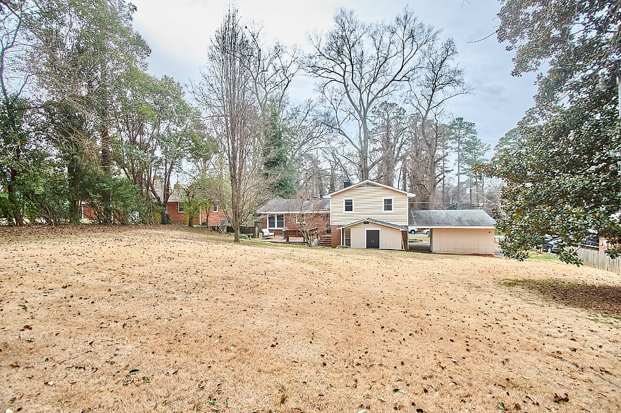 Large semi fenced yard ready for play