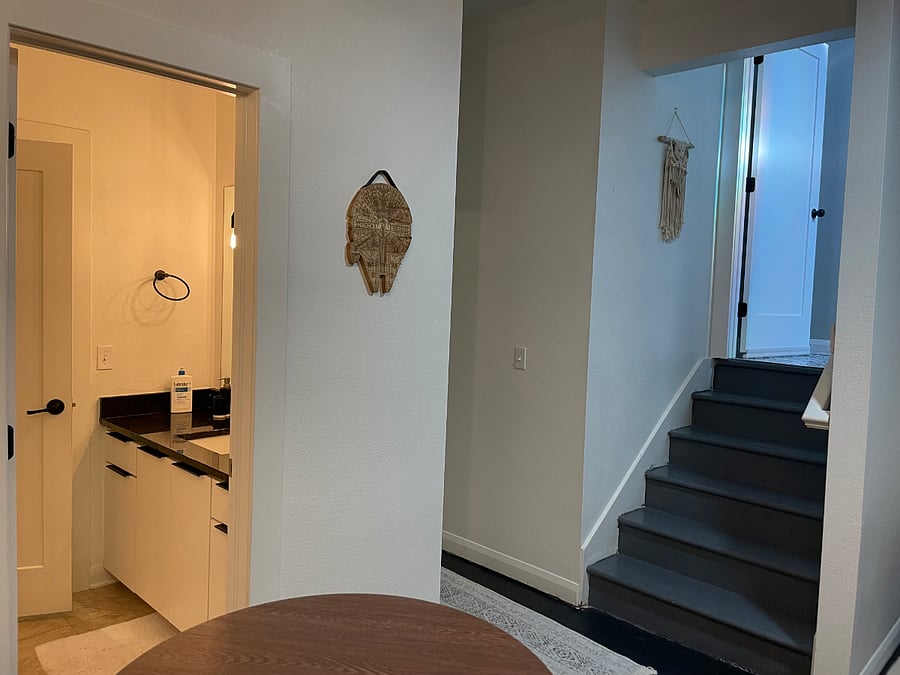 Apartment entry and door to bathroom