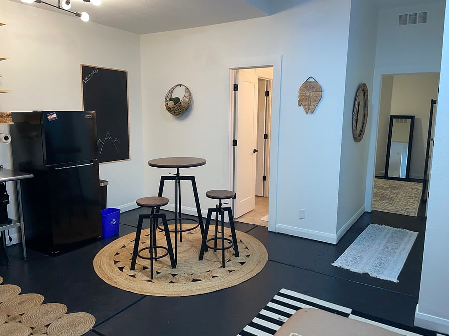 Dining area and fridge