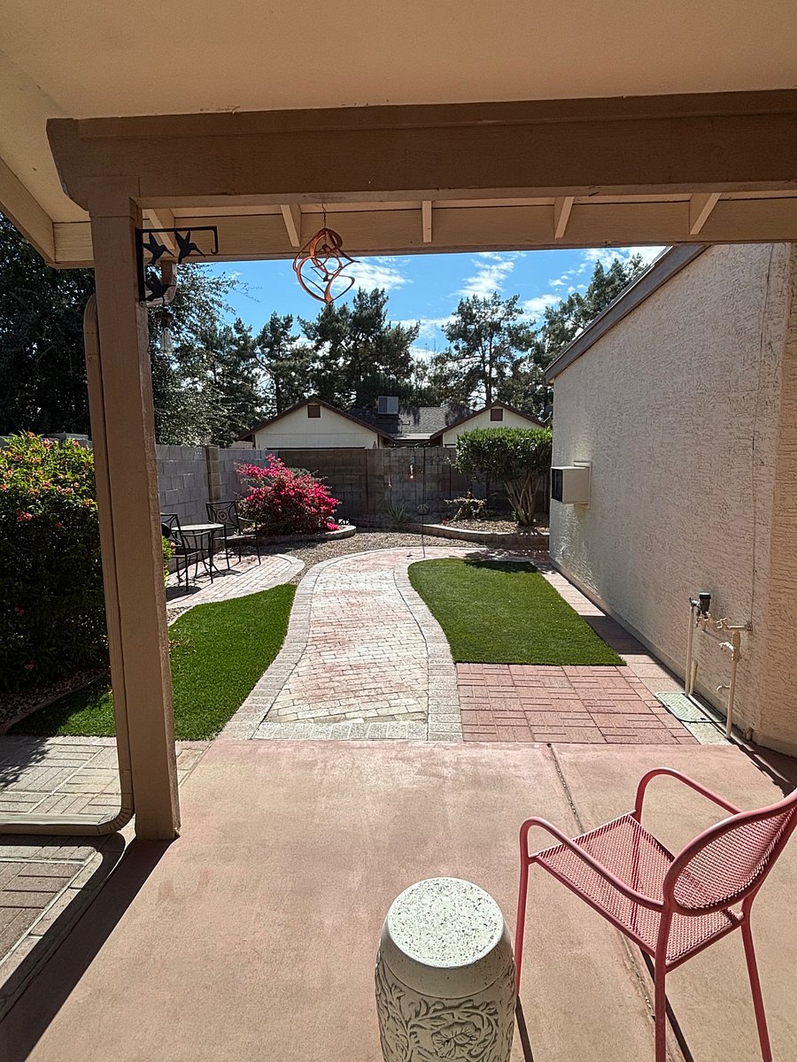 Private low maintenance backyard