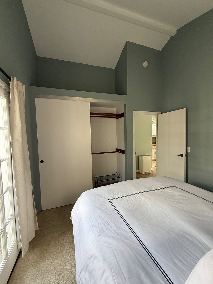 ample closet space for clothes and belongings.