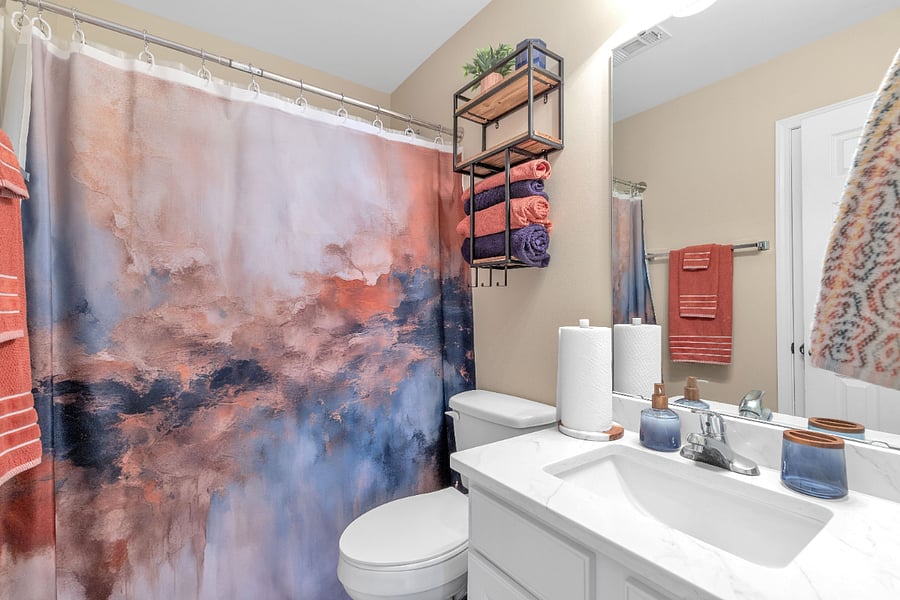Private bathroom with bath linens provided