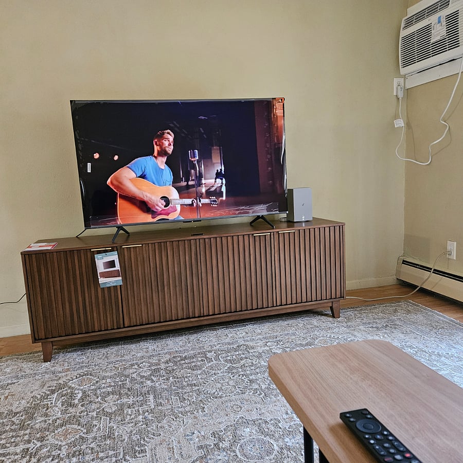 Brand new 55" smart TV with high speed 5g internet located in your comfortable living area.