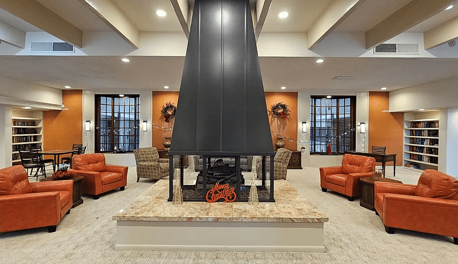 Lobby with library