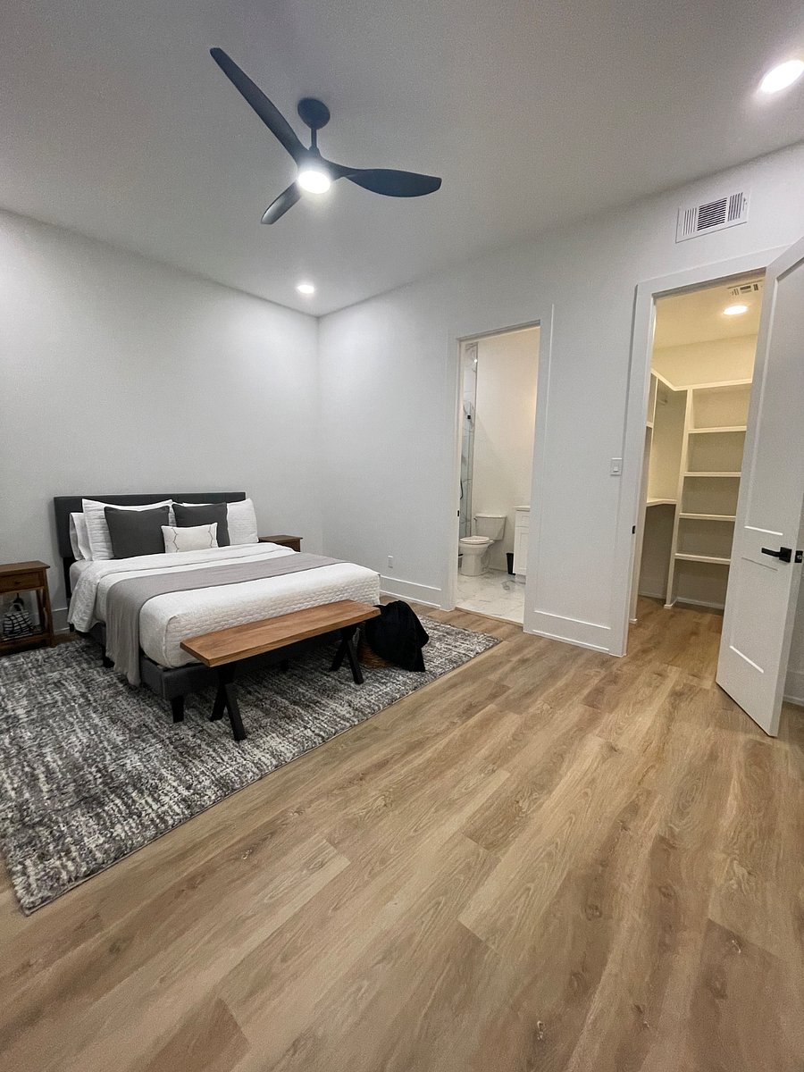 Our spacious Downtown suite with attached bathroom and built-in closet.
