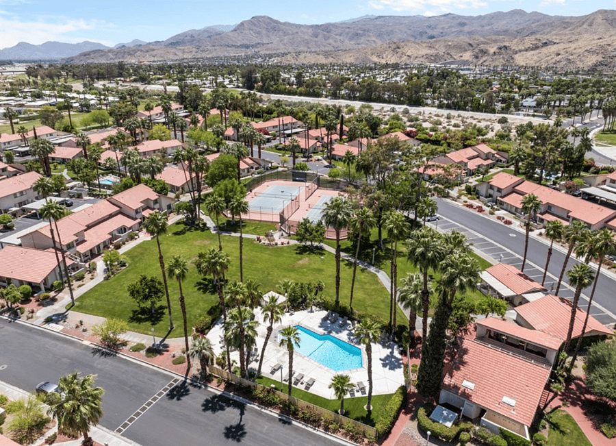 Aerial view Pool and Tennis Courts