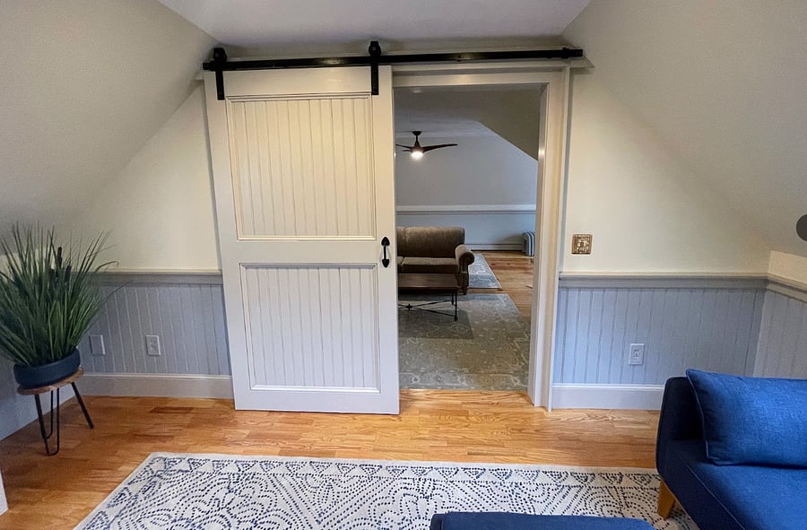 View from Kitchen & Dining area into the seating room and step down into Living room