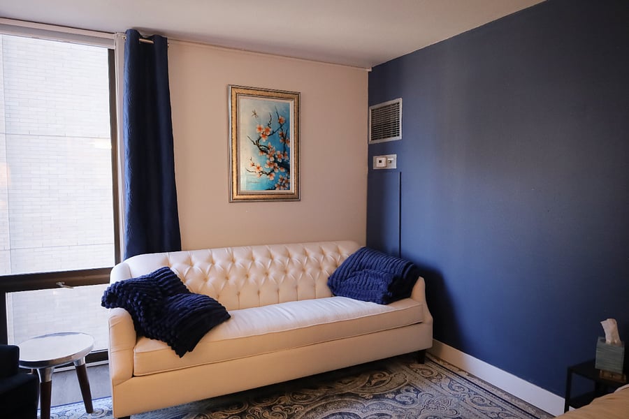2-Bedroom Option: The lovely sofa and sitting area in the second bedroom.