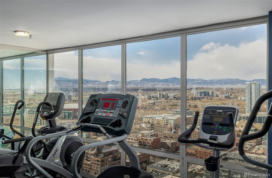 The private gym is on the top floor of The Barclay. The views will motivate you to your goals.