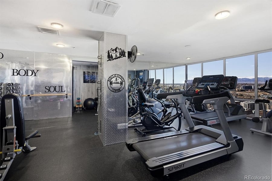 The private gym is on the top floor of The Barclay. The views will motivate you to your goals.