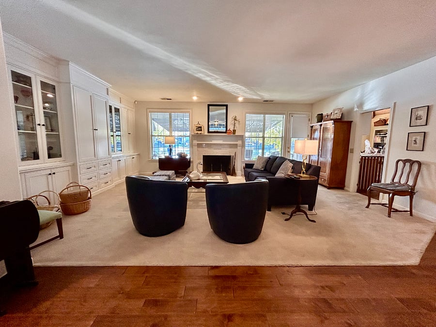 Family Room with Backyard Lake Views