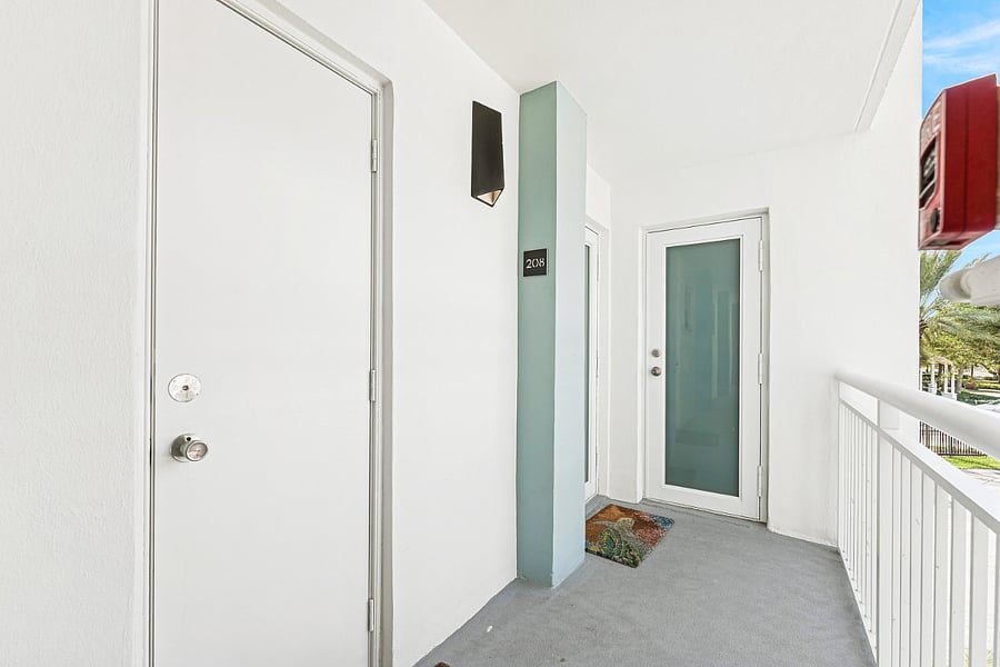 Front door, AC room pictured 