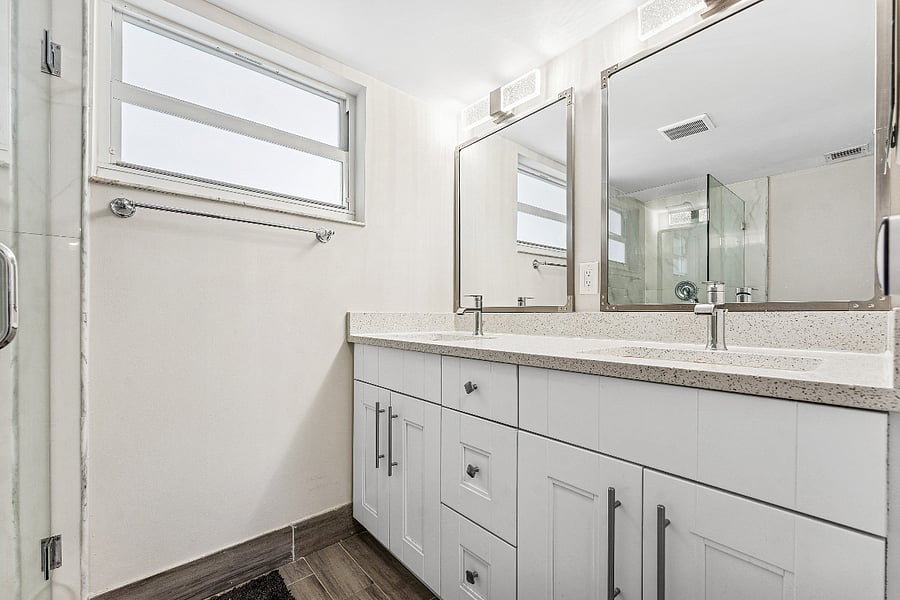 Master bathroom, twin sinks 