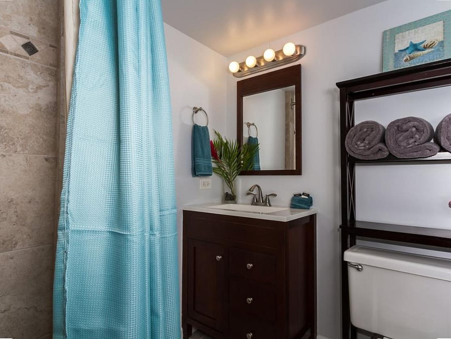 Hall bathroom is a full bathroom with shower.