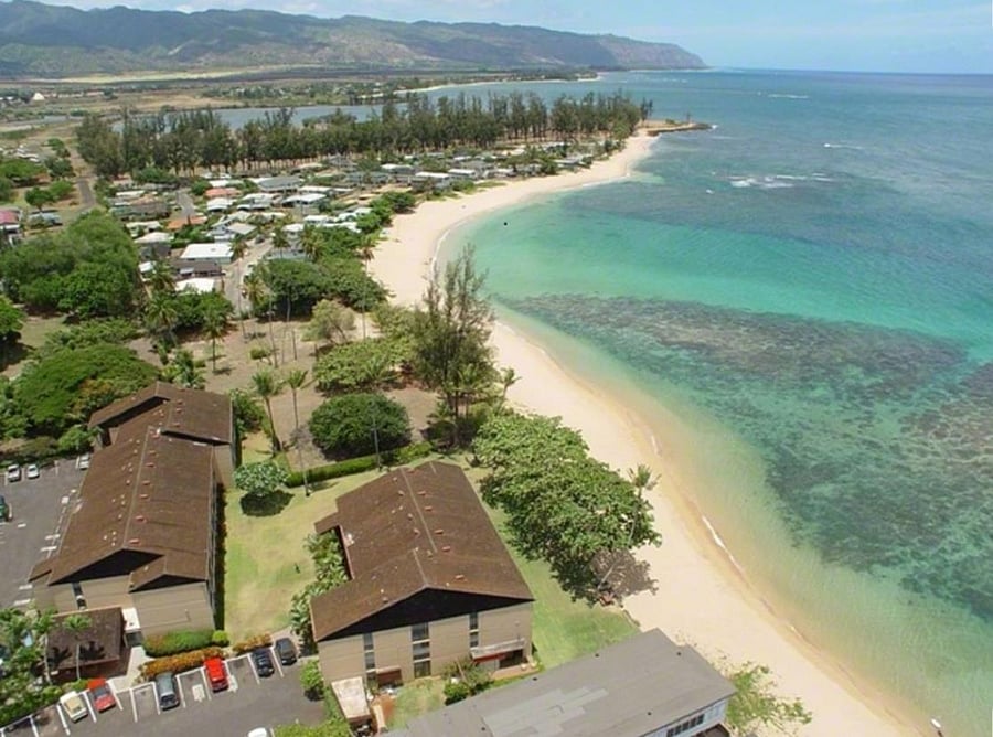 This is a good view of our reef system.  The reef just offshore helps to keep swimming easier, makes for great snorkeling, and is home to so many different types of reef fish.