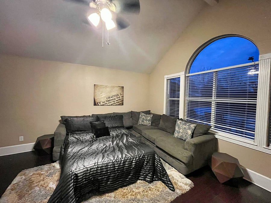 Living Room Couch can be transformed into a queen size bed.