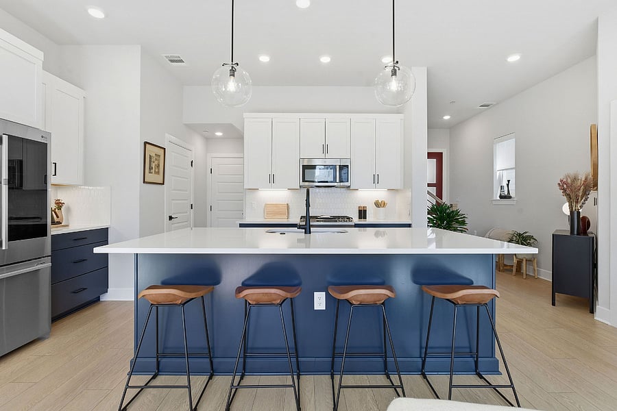 Island Seating for Four - Pendant, Recessed, & Under Cabinet Lighting