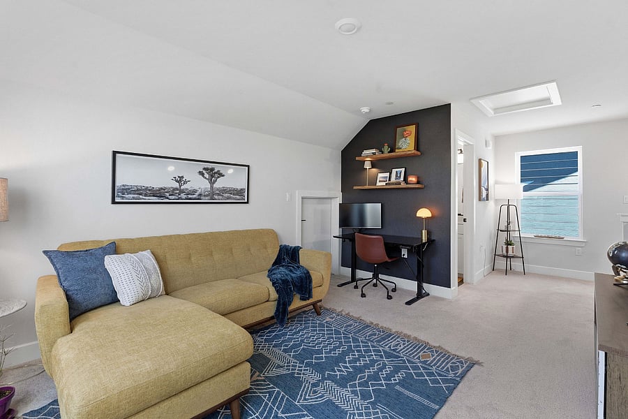Third Floor Loft - Standing Desk - Full Size Couch - Book Shelves