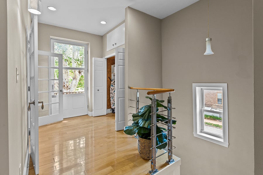 second floor hallway/closet/balcony