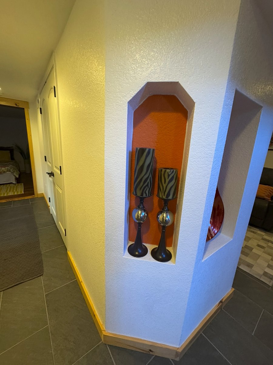 Decorative features make the house feel homey. 