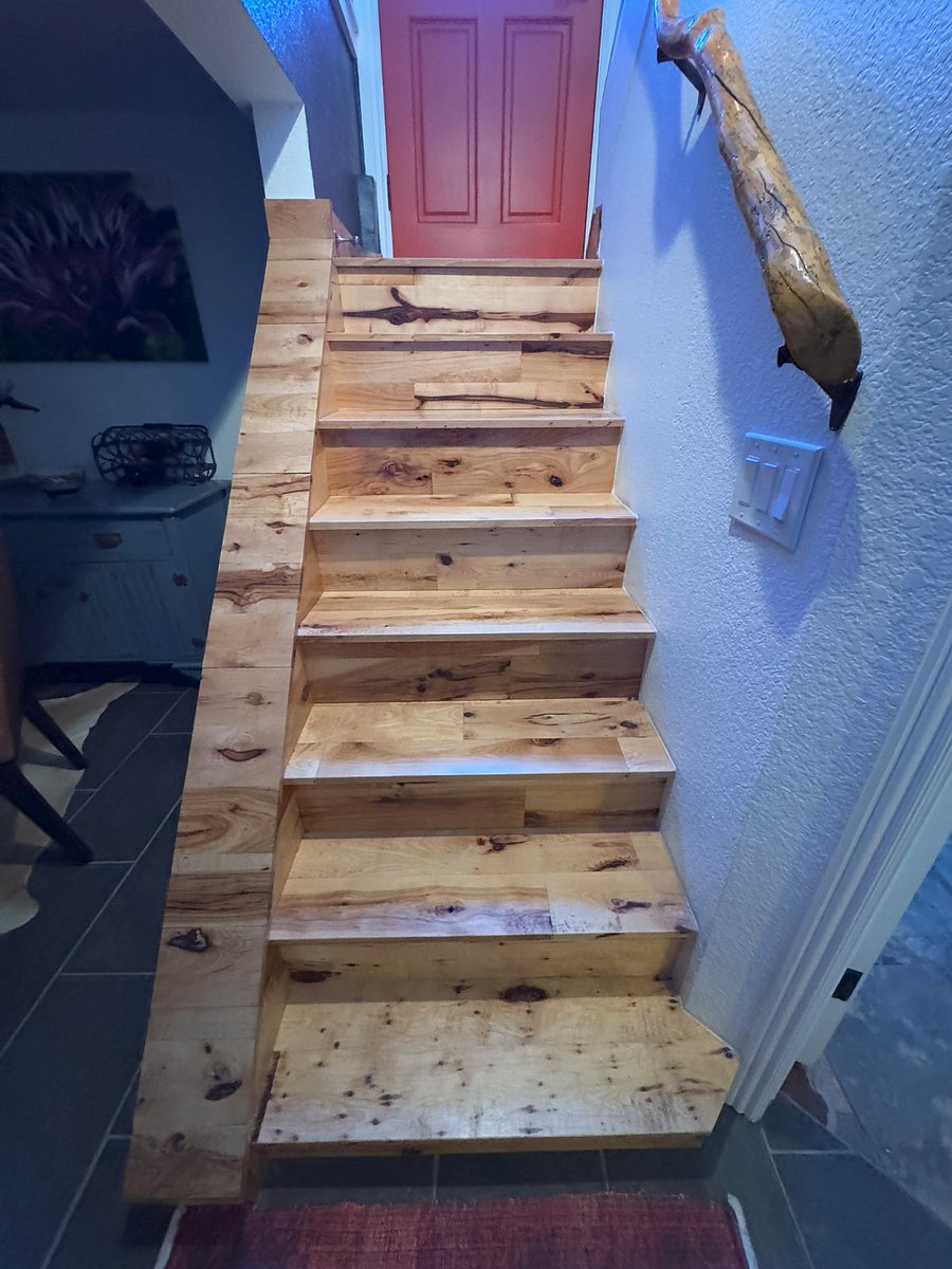 Steps to the finished basement.