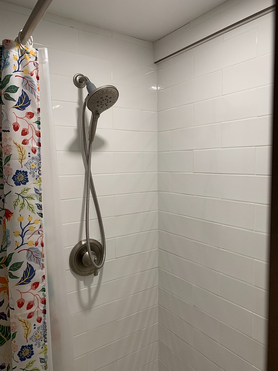 Clean modern shower fixtures.