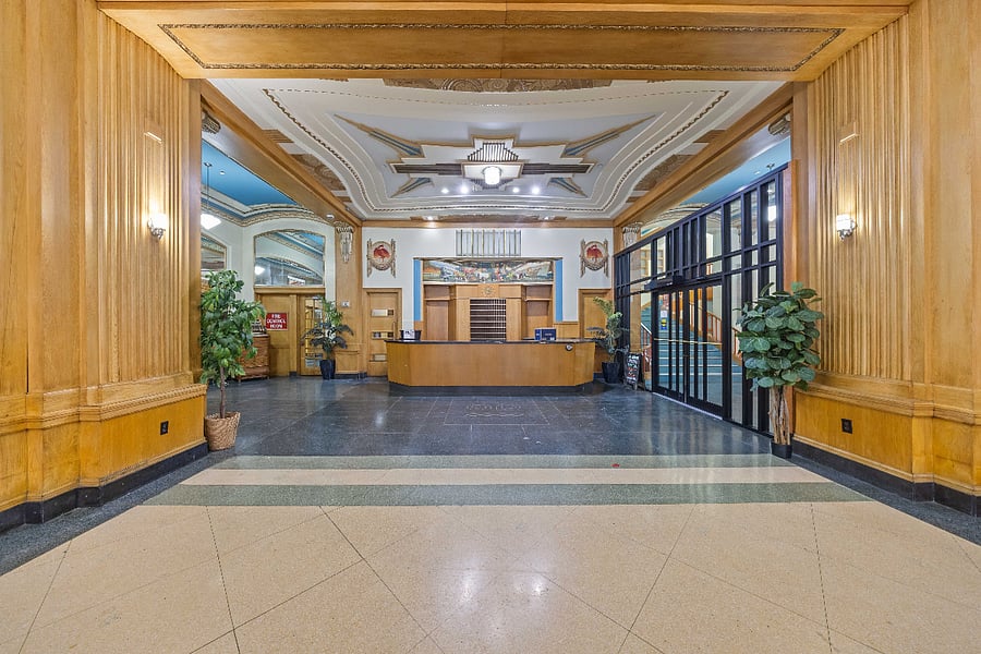 Beautifully restored lobby of the Hotel Kirkwood.