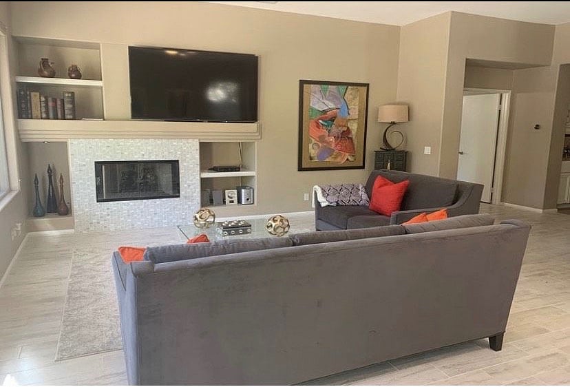 Family room with gas fireplace
