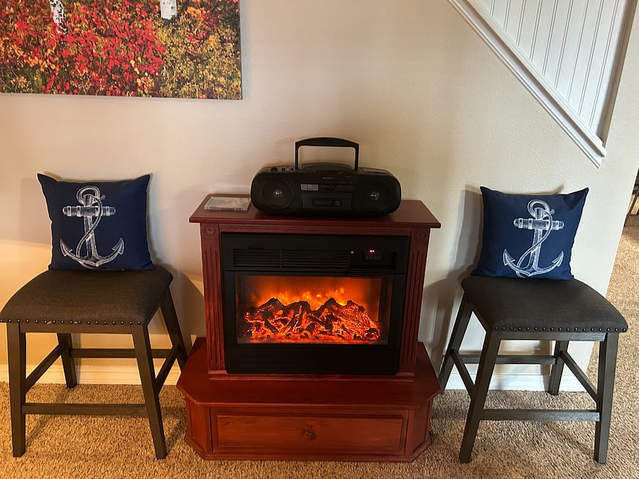 Electric Fireplace with Side Stools Seating