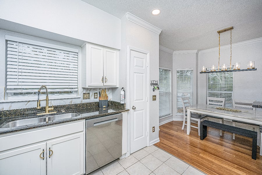 Kitchen stocked with essentials for longer stays