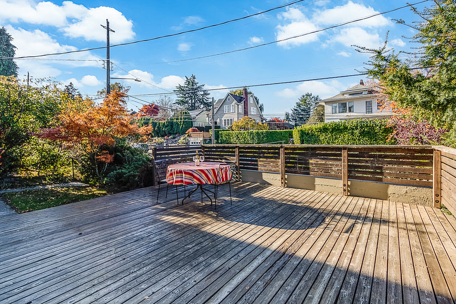 Large and sunny front deck for relaxation and entertaining