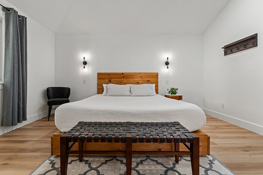 Enjoy a comfortable nights rest in this Cal King memory foam mattress located in the Primary Bedroom.