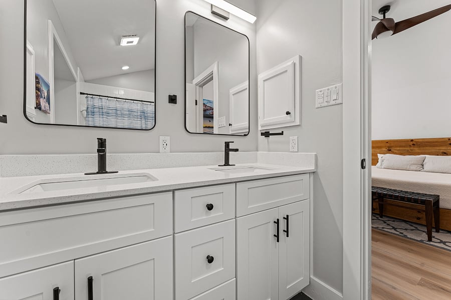 Dual sinks and vanities in the Primary Bathroom for partners, plus-ones, or just yourself.