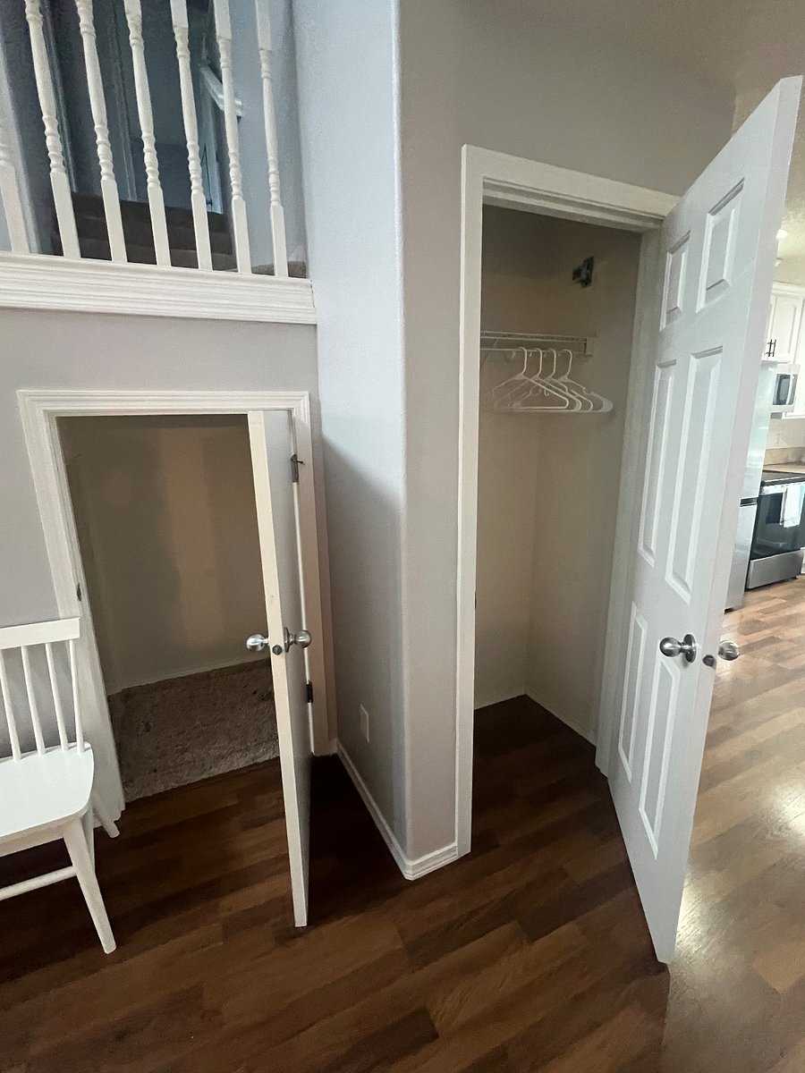 Plenty of storage with a coat closet and under stair closet