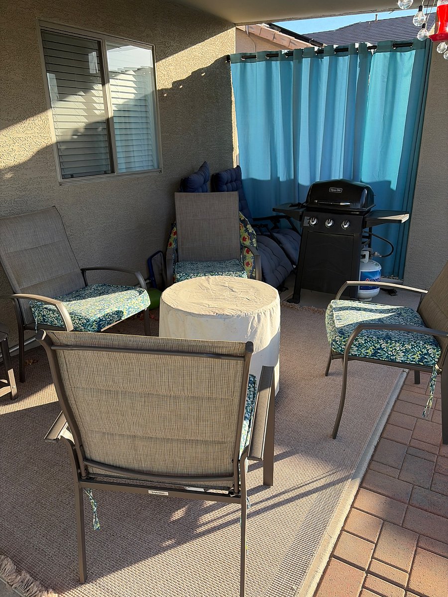 Patio with fire pit and grill