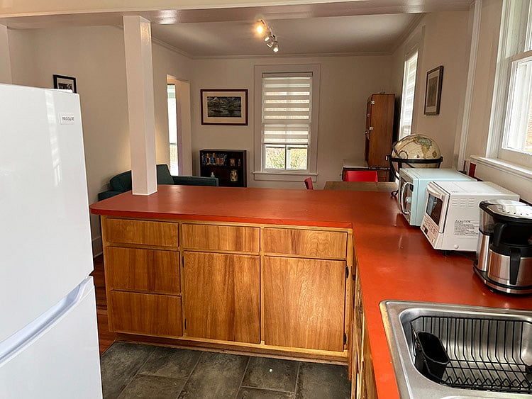 Kitchen view to living room