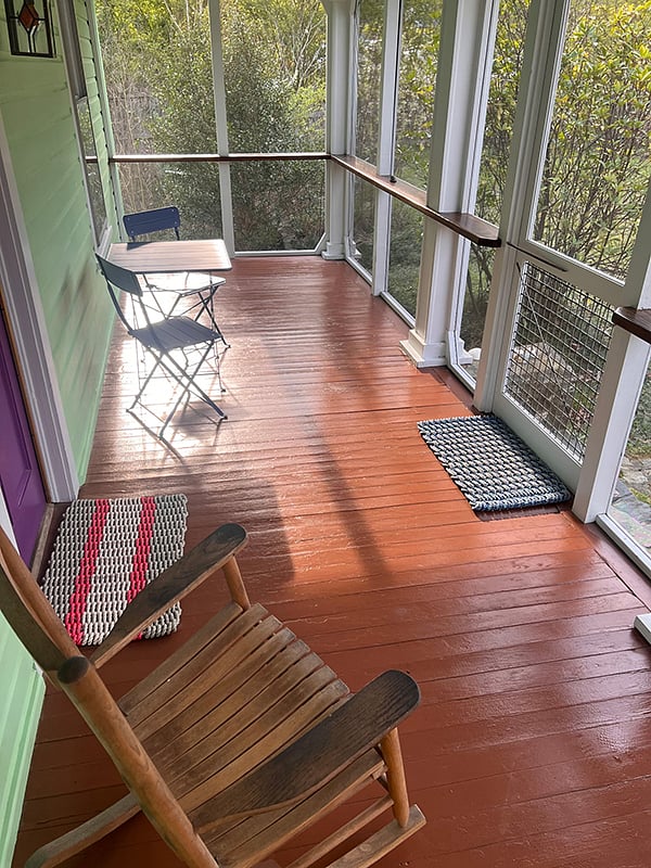 Screened-in front porch