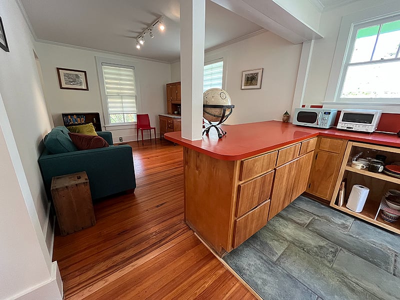 Living room and kitchen from hall