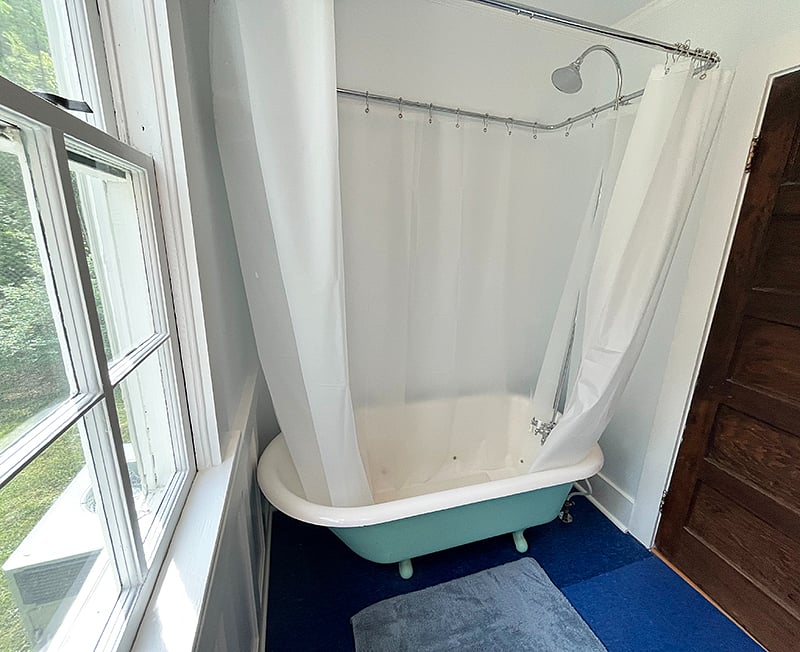 Bathroom clawfoot bathtub and shower