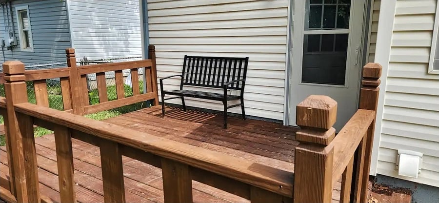 located right out the back door. the freshly painted deck is great for outdoor socializing and evening shade from a nearby pecan tree.
