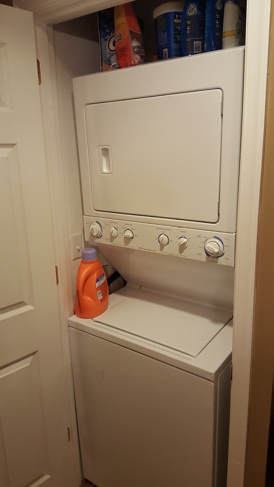 Washer dryer in downstairs space.