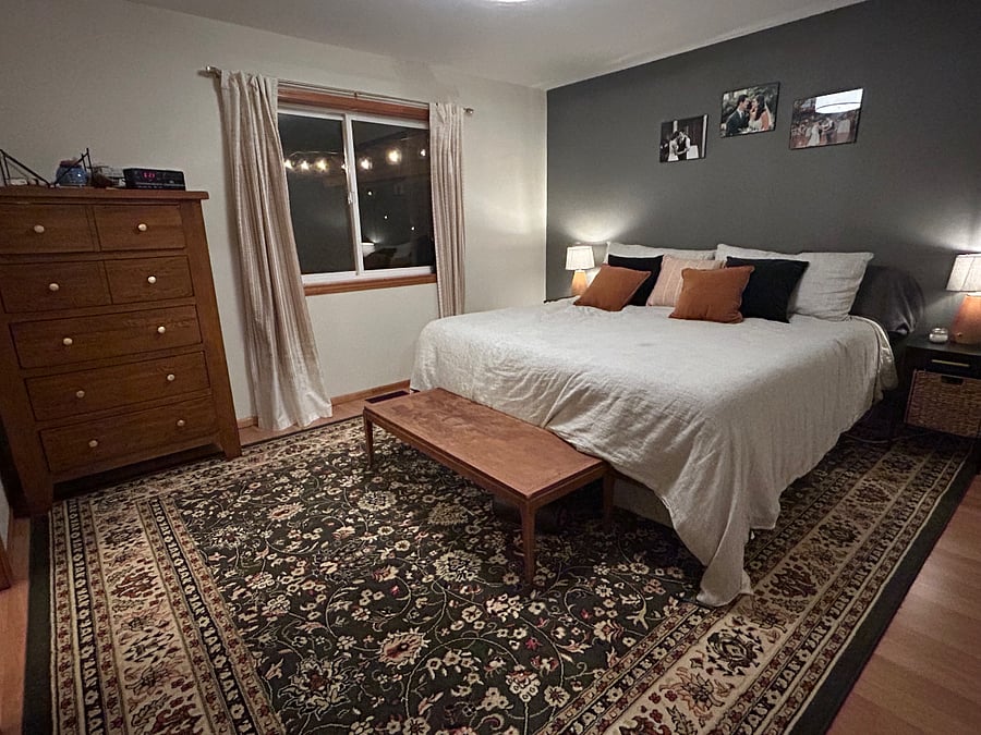 Primary Suite. King Bed. On suite bathroom with closet.