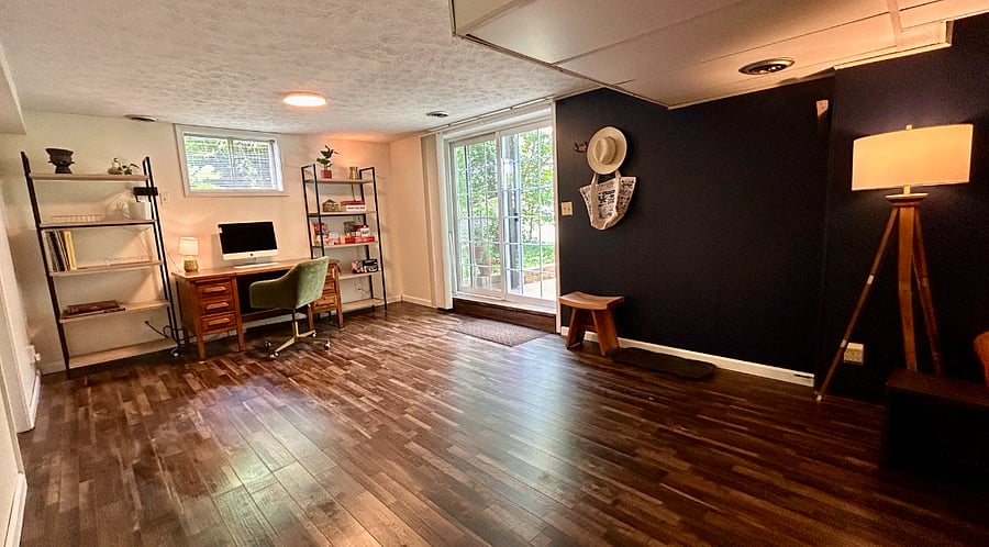 Office space in walkout finished basement (Computer not included).