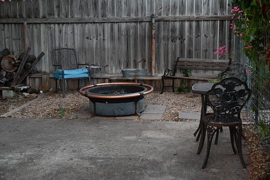 outdoor sitting area, with fire pit.