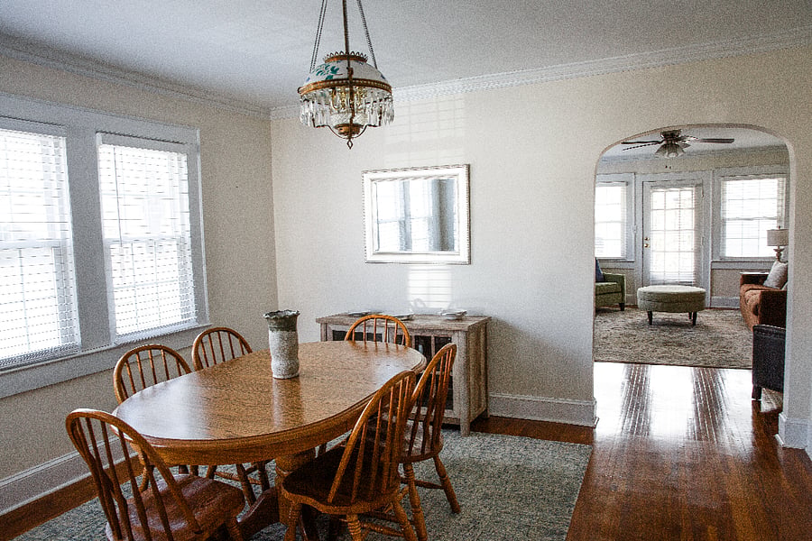 Loads of light on the living side along with hardwood floors throughout.
