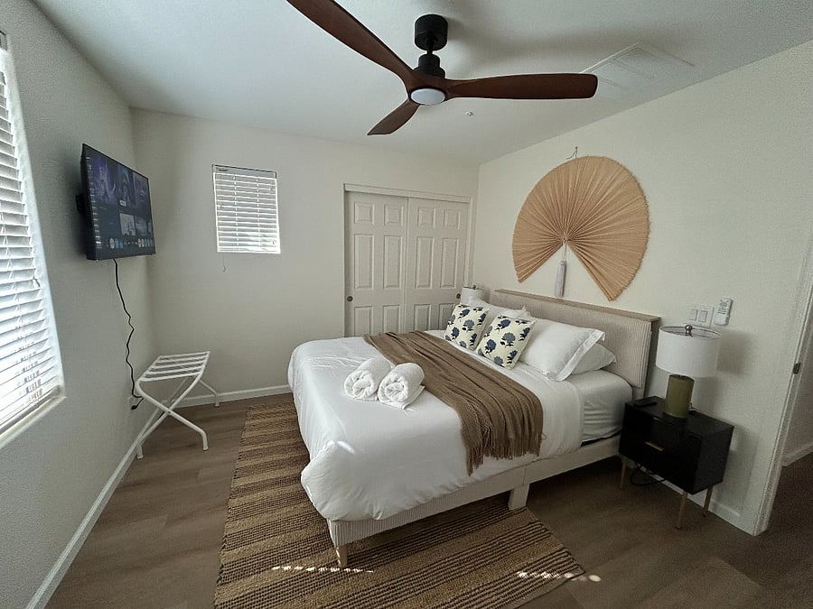 Guest bedroom with Queen bed and samsung smart TV