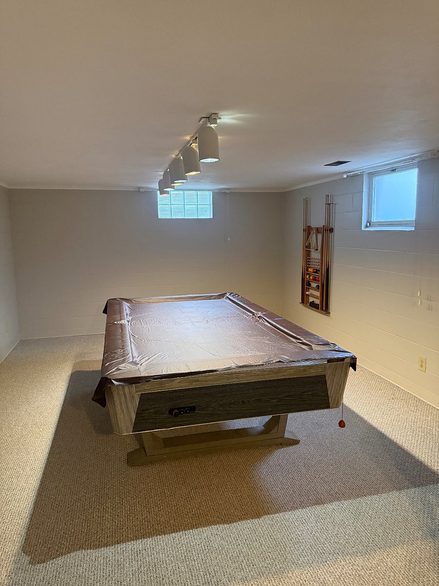 Pool table in basement