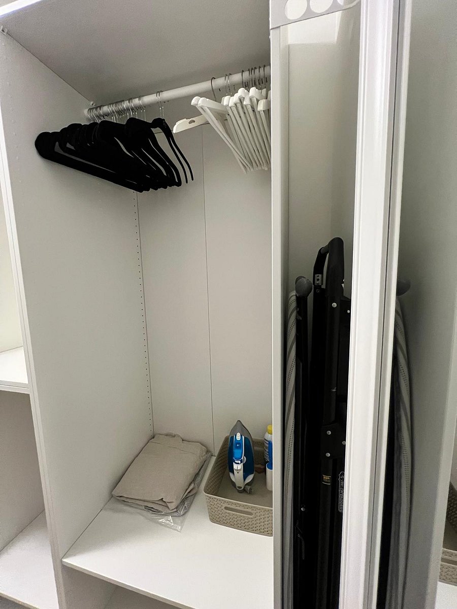 Hangers, Steam Iron, Full Size Foldable Ironing Board, and Ladder