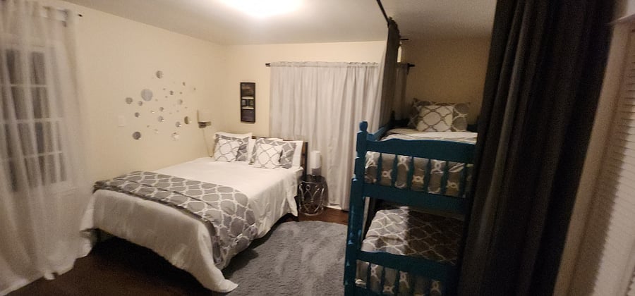 Bedroom #2 - Queen bed & 2 bunk beds